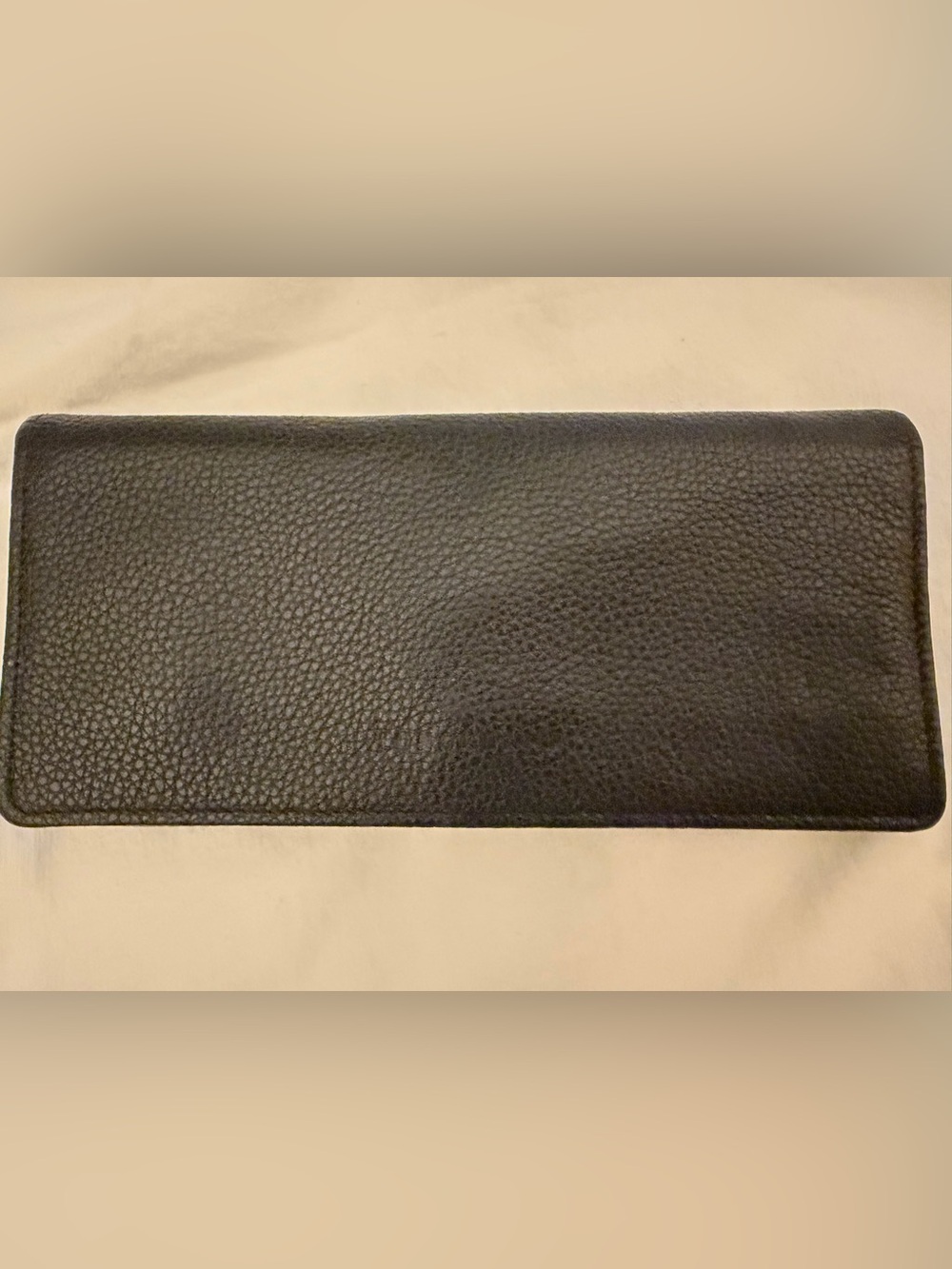 Vintage Longchamp Le Foulonné Continental Wallet, Black, Pebble Cowhide Leather